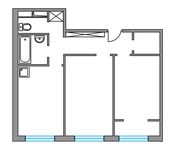 Планировка 2-комнатной квартиры, 50,65 м2
