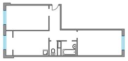 Планировка 2-комнатной квартиры, 61 м2