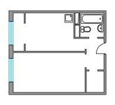 Планировка 1-комнатной квартиры, 35 м2