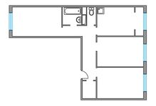 Планировка 3-комнатной квартиры, 69 м2