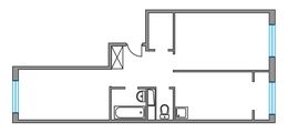 Планировка 2-комнатной квартиры, 55 м2
