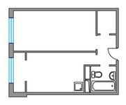 Планировка 1-комнатной квартиры, 36,91 м2