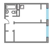 Планировка 1-комнатной квартиры, 34,07 м2