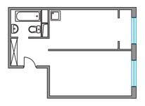 Планировка 1-комнатной квартиры, 37,35 м2