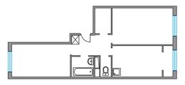 Планировка 2-комнатной квартиры, 54,49 м2