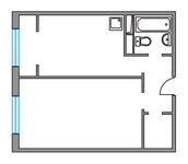 Планировка 1-комнатной квартиры, 41,12 м2