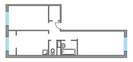 Планировка 2-комнатной квартиры, 54,15 м2