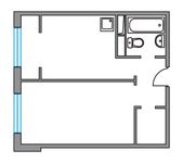 Планировка 1-комнатной квартиры, 33,44 м2