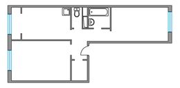 Планировка 2-комнатной квартиры, 56,53 м2