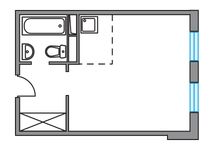 Планировка квартиры студии, 26 м2