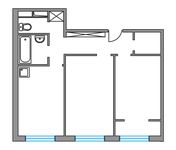 Планировка 2-комнатной квартиры, 50 м2