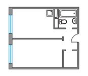 Планировка 1-комнатной квартиры, 31 м2