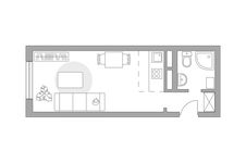 Планировка квартиры студии, 22 м2