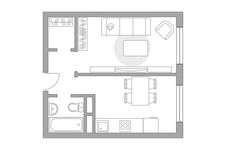 Планировка 1-комнатной квартиры, 31 м2