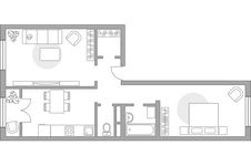 Планировка 2-комнатной квартиры, 56,53 м2