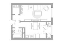 Планировка 1-комнатной квартиры, 35,76 м2