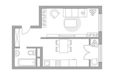 Планировка 1-комнатной квартиры, 37 м2