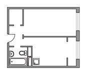 Планировка 1-комнатной квартиры, 32,83 м2