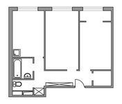 Планировка 2-комнатной квартиры, 51 м2
