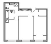 Планировка 2-комнатной квартиры, 50 м2