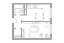 Планировка 1-комнатной квартиры, 32 м2