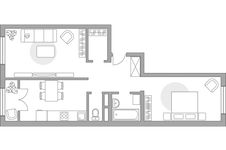 Планировка 2-комнатной квартиры, 55 м2