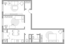 Планировка 3-комнатной квартиры, 69 м2