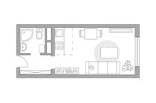 Планировка квартиры студии, 23 м2