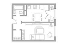 Планировка 1-комнатной квартиры, 35 м2