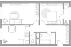 Планировка 2-комнатной квартиры, 57,24 м2