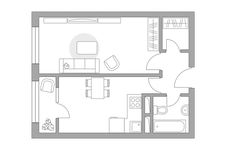 Планировка 1-комнатной квартиры, 36 м2