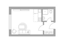 Планировка квартиры студии, 25 м2
