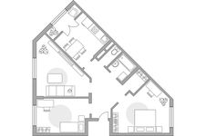 Планировка 3-комнатной квартиры, 73,08 м2