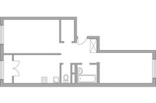 Планировка 2-комнатной квартиры, 55 м2