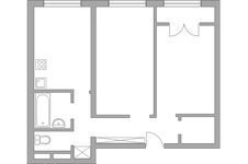 Планировка 2-комнатной квартиры, 51,75 м2