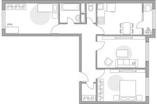 Планировка 3-комнатной квартиры, 69,19 м2