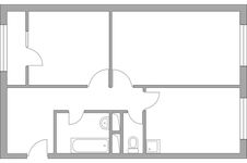 Планировка 2-комнатной квартиры, 57,24 м2
