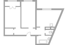 Планировка 2-комнатной квартиры, 57,4 м2