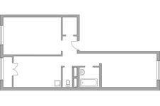 Планировка 2-комнатной квартиры, 56,53 м2