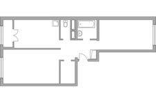 Планировка 2-комнатной квартиры, 54,49 м2