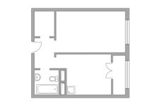 Планировка 1-комнатной квартиры, 34,43 м2