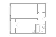 Планировка 1-комнатной квартиры, 34,18 м2