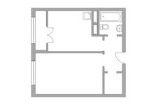 Планировка 1-комнатной квартиры, 36,55 м2
