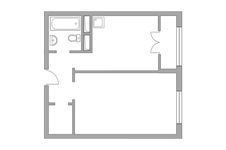 Планировка 1-комнатной квартиры, 38,39 м2