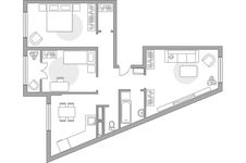 Планировка 3-комнатной квартиры, 69,28 м2