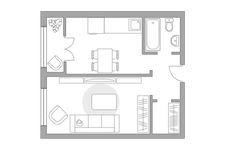 Планировка 1-комнатной квартиры, 33,8 м2