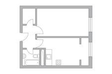 Планировка 1-комнатной квартиры, 35,76 м2