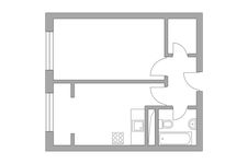 Планировка 1-комнатной квартиры, 33,25 м2
