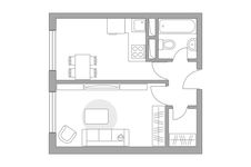 Планировка 1-комнатной квартиры, 34,76 м2