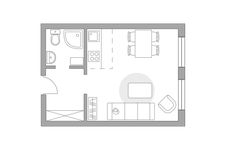 Планировка квартиры студии, 25,15 м2